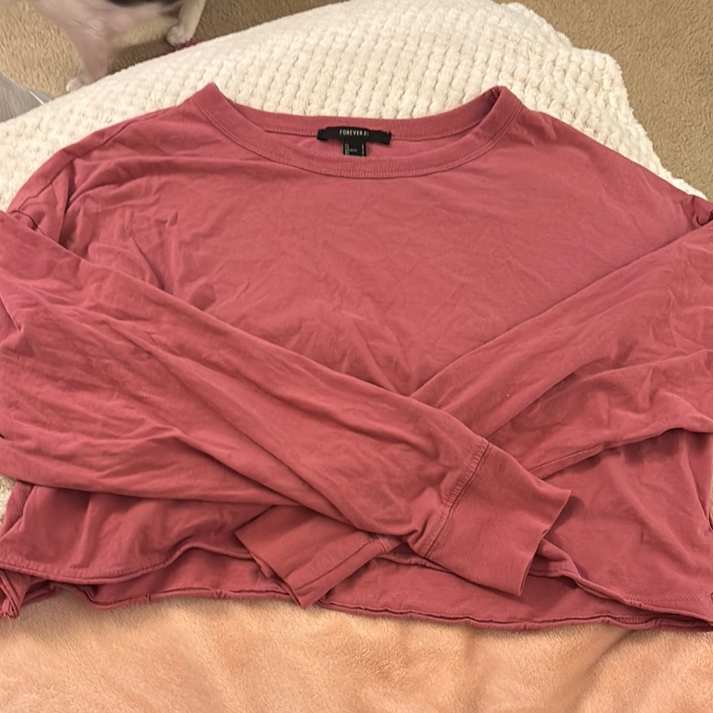 Forever 21 Pink Relaxed Crop Sweatshirt